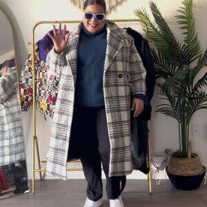DEX Annabeth Plaid Oversized Winter Coat Size S,M NEW